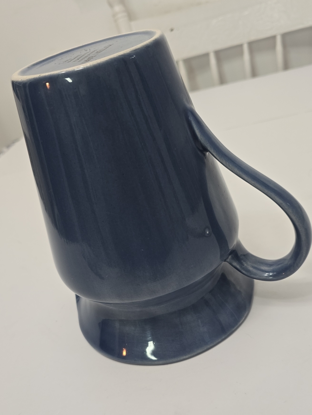 Vintage Pottery Barn Slate Blue Glazed Pitcher Made In Mexico - Picture 10 of 11